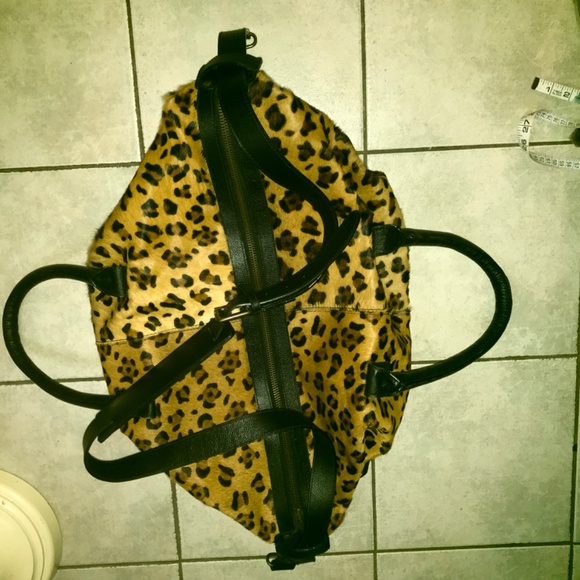 Pottery Barn “ Monroe” calf hair leather carry-on weekender bag - Picture 8 of 16